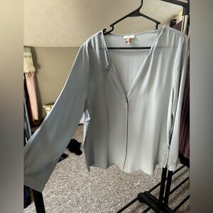 Pale Blue Longe Sleeved Blouse.